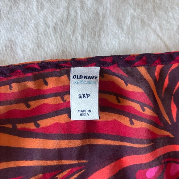 Old Navy Swimsuit Beach Cover Up Orange and Pink Leaves Tunic Pull Over size S - Picture 4 of 5